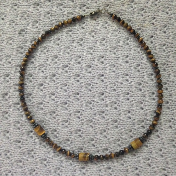Vintage Jewelry - Vintage '70s Tiger's Eye Beaded Choker Necklace